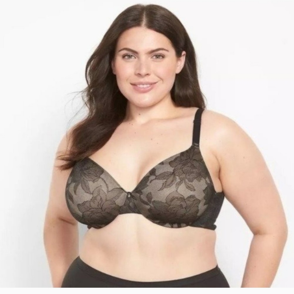 Cacique Invisible Lace Backsmoother Lightly Lined Full Coverage Bra Size 38H